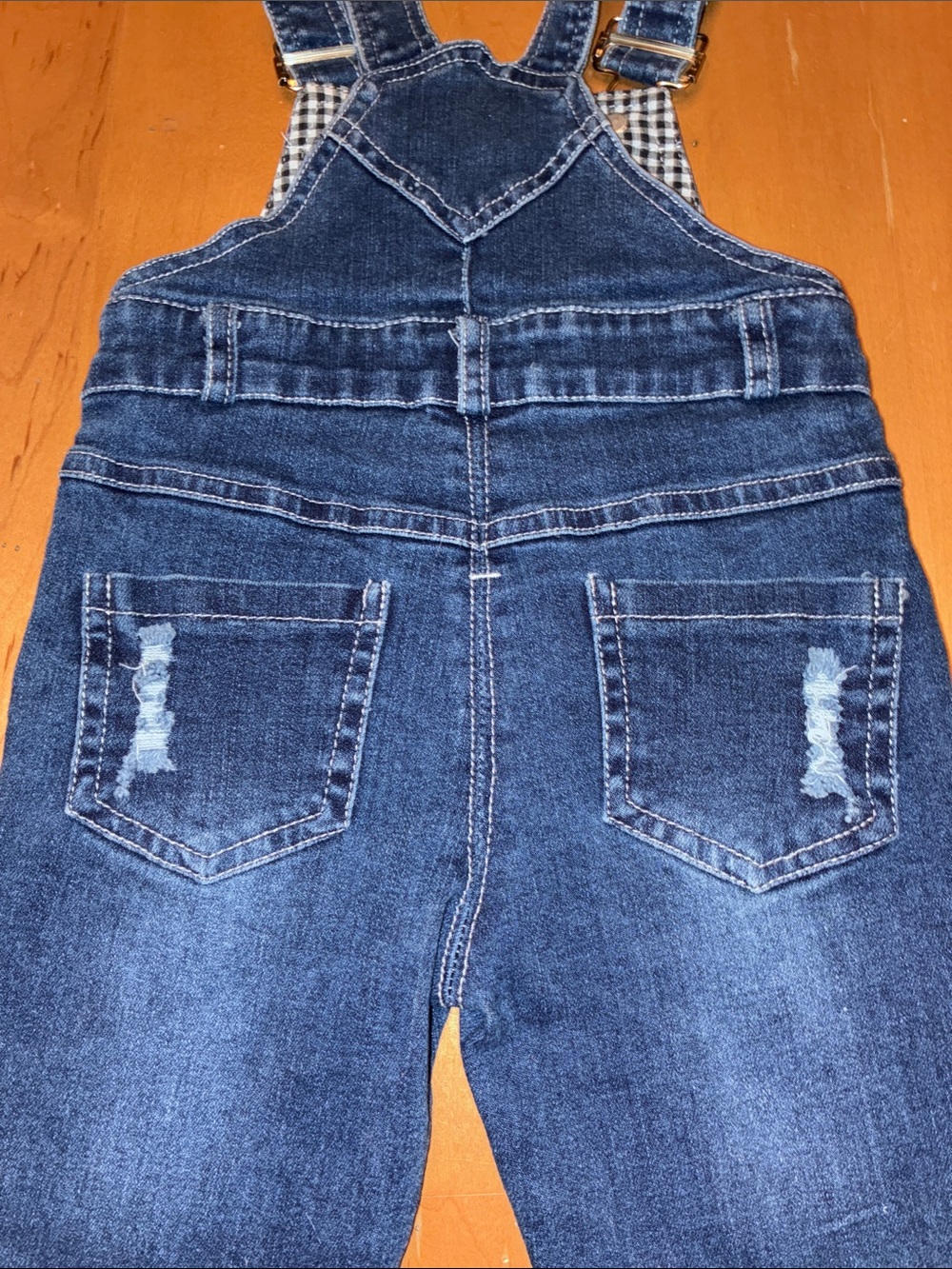 KIDSCOOL SPACE EUC Distressed Denim Overalls in Dark Blue W/Belt Loops Sz 6-12mo - Picture 8 of 9